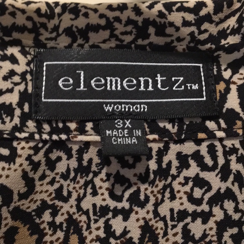 Elementz Animal Print Button Down Collar Top Blou… - image 2
